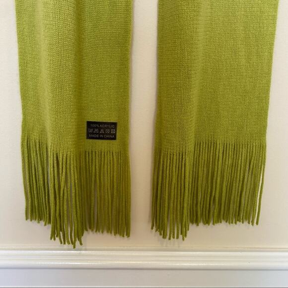 Women's scarf neon green rib knit ombré long wrap - Picture 8 of 8